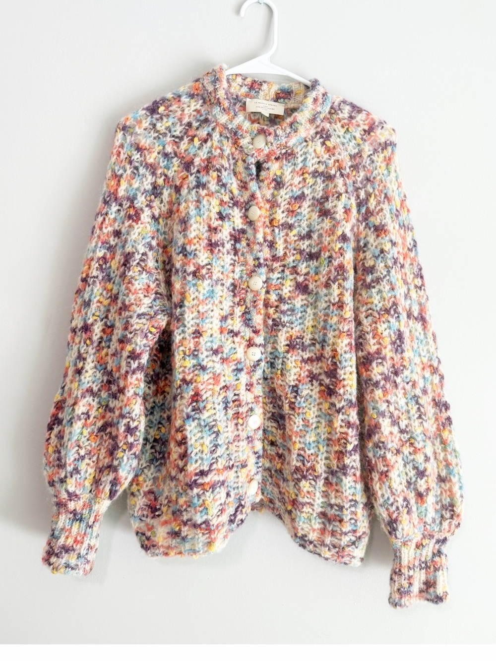 Sezane emile multicolored wool knit cardigan size small